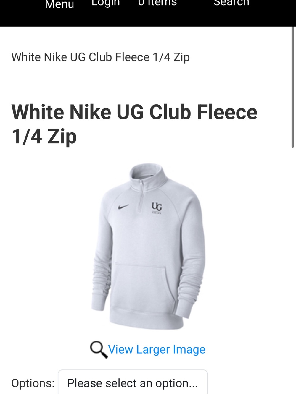 Nike University of Guelph Club Fleece 1/4 Zip Pullover - White